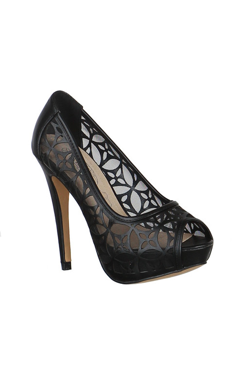 Perforated high-heeled pumps