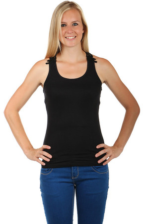 Women's single-color tank-boxer, with a distinctive lace on the back. Suitable for leisure. Material: 95% cotton, 5% elastane