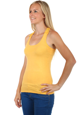 Women's single-color tank-boxer, with a distinctive lace on the back. Suitable for leisure. Material: 95% cotton, 5% elastane