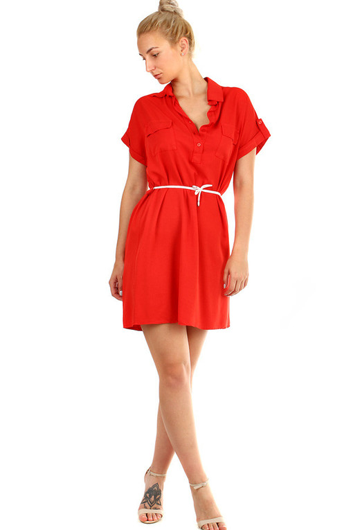 One-color women's tunic with belt