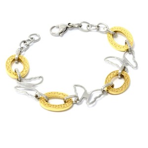 Bracelet made of surgical steel with bow ties and parts in gold color. butterfly size 20mm x 15mm length adjustable 0 -