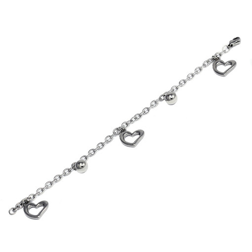Steel chain bracelet with hearts