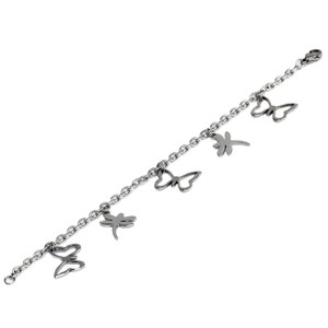 Beautiful bracelet complete with pendants in the shape of butterflies and dragonflies. Length 18cm, butterfly 1,9 x 1,3cm,