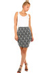Women's black and white skirt ornamental pattern