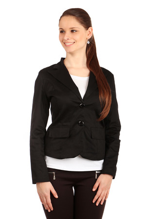 Elegant women's classic style jacket with two button fastening. The back is made of fine lace. Import: Italy Material: 97%
