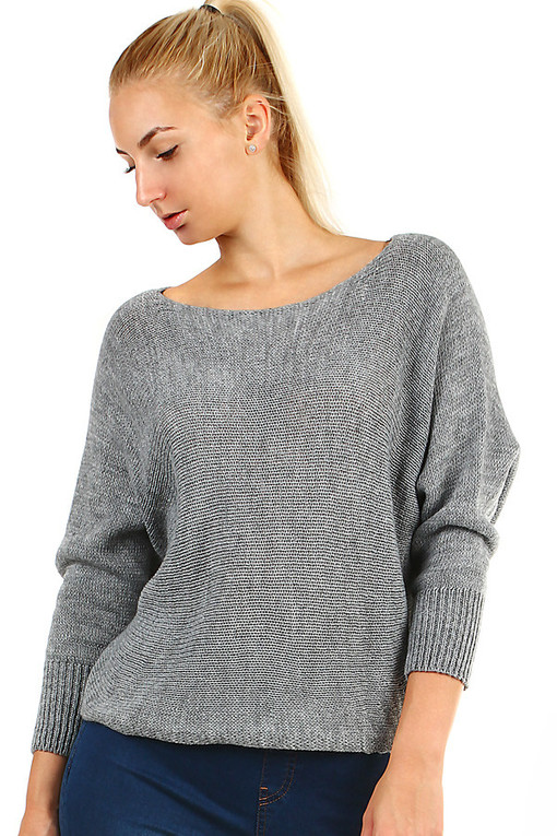 Women's short knitted sweater bat sleeves