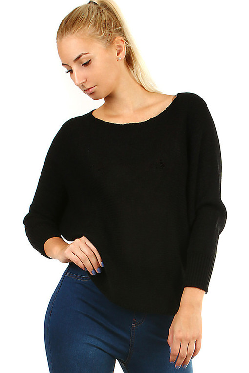 Women's short knitted sweater bat sleeves