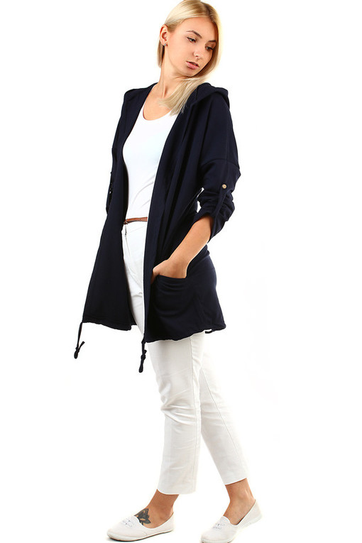 Women's cardigan with hood - even for plump