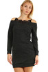 Knitted mini dress lace in the neckline