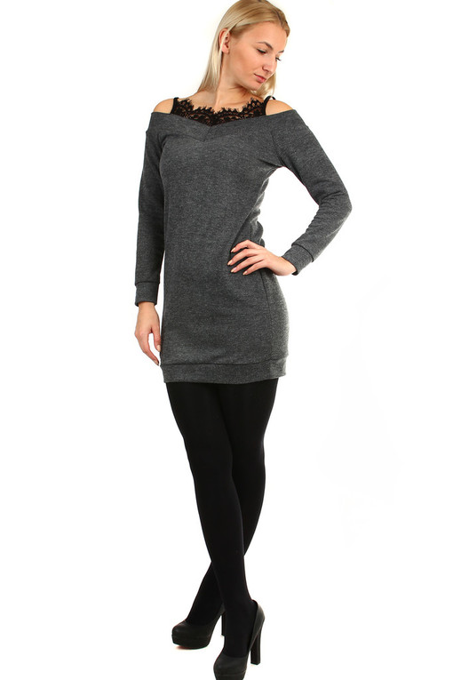 Knitted dress lace and long sleeves