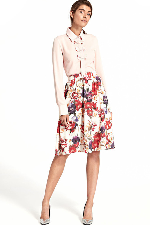 Half-round skirt with floral print