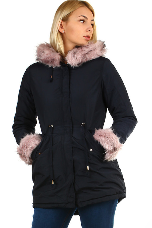 Parka with plush lining and fur
