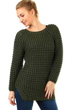 Women's knitted sweater. longer comfortable fit elegant slit at the sides pleasant and warm material Material: 75% acrylic,