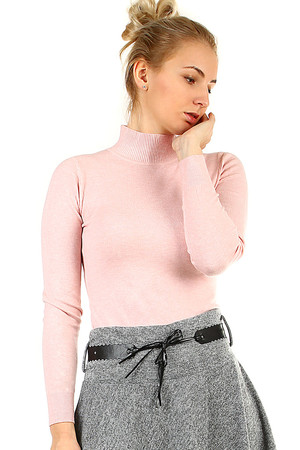 Lightweight women's sweater turtleneck normal length long sleeve pleasant elastic material monochromatic design ribbed cuffs,