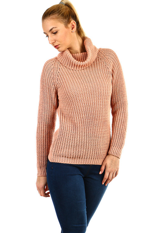 Knitted sweater with turtleneck