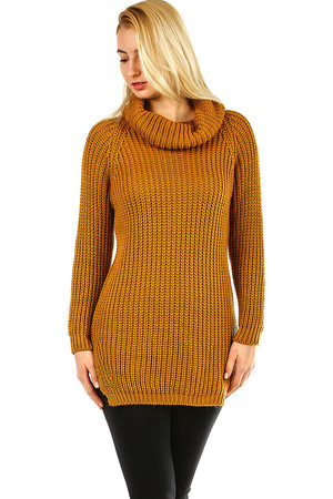 Women's sweater warm turtleneck sweater ribbed coarse knit monochromatic longer cut on the sides it has decent slits pleasant