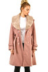 Fleece coat with fur collar