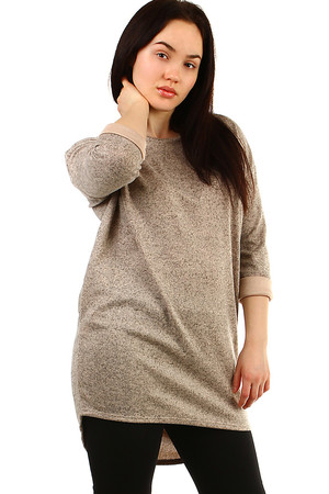 Oversized women's tunic made of knitted fabric monochrome, streaked round neckline long sleeve free comfortable cut 2 sewn