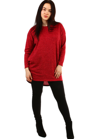 Oversized women's tunic made of knitted fabric monochrome, streaked round neckline long sleeve free comfortable cut 2 sewn