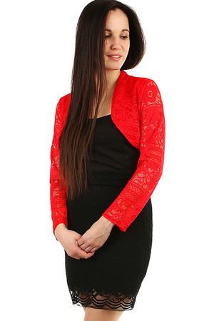 Elegant lace women's bolero monochromatic design long sleeve soft elastic lace material without fastening the front has