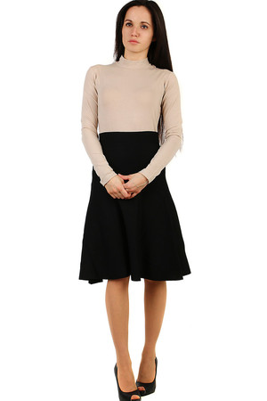 Black women's knitted skirt monochromatic design elastic thicker material A-line modern cut high elastic waist adapting to