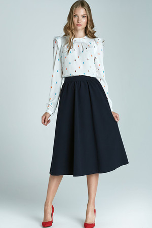 Women's elegant skirt in a midi length monochromatic design high tight waist shorter petticoat A-line cut longer cut below