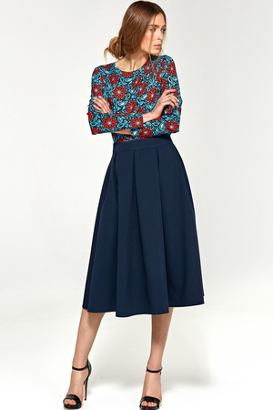 Women's elegant skirt in a midi length monochromatic design high tight waist A-line modern cut longer cut below the knees two
