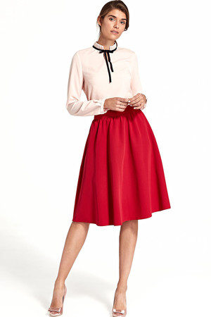 Women's elegant skirt monochromatic design slight shirring high tight waist length to the knees hidden zipper on the back for