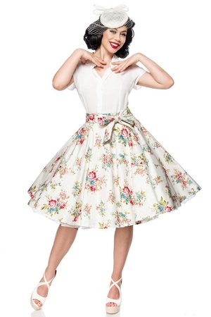 Vintage floral women's skirt for spring or summer romantic retro look wheeled cut to highlight curves and hide everything you