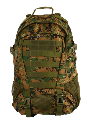Practical backpack in army colors main compartment with zip fastening inside one large compact space and 2 pockets, one