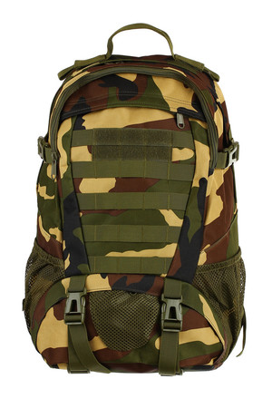 Practical backpack in army colors main compartment with zip fastening inside one large compact space and 2 pockets, one
