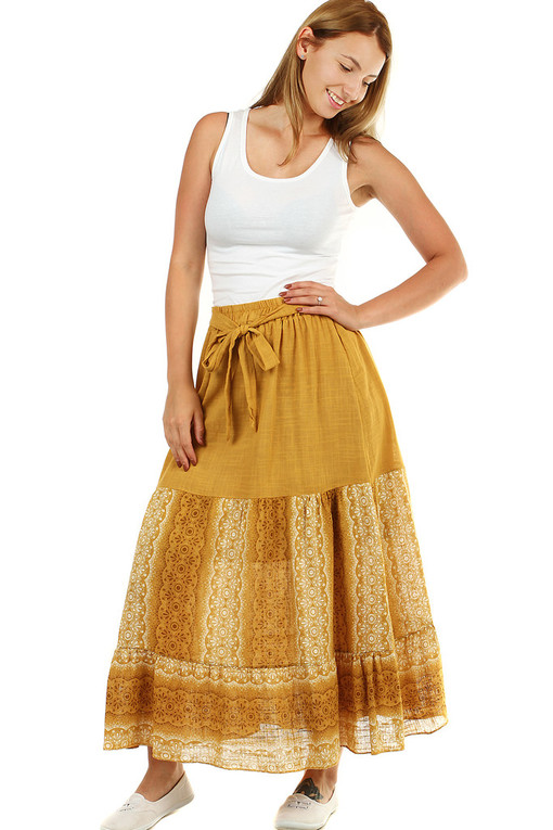 Women's long summer skirt with ethno pattern