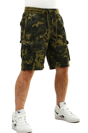 Men's camouflage shorts with pockets elastic waist in the middle with a drawstring a total of 6 pockets, 2 on the sides, 2 on