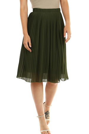Summer pleated women's skirt in a midi length ageless classic length below the knee elastic rubber is sewn at the waist free