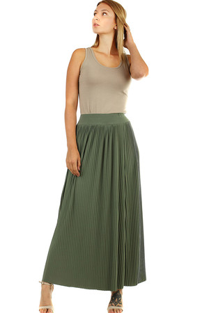 Summer pleated ladies skirt in maxi length ageless classic long length elastic rubber is sewn at the waist free cut that