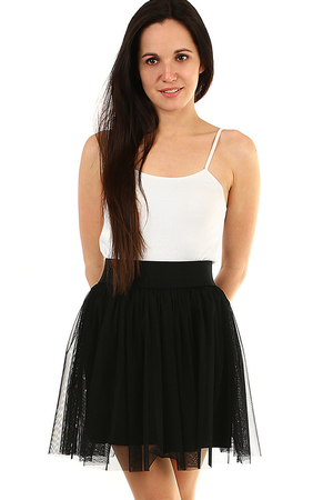 Short women's tulle skirt monochromatic without closing elastic black rubber waist tulle layer and briefs made of lightweight