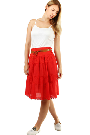 Romantic summer women's skirt monochromatic A-style cut length to the knees elastic waist with rubber for easy dressing and