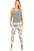 Women's cotton 7/8 trousers with floral pattern