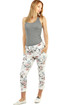 Women's cotton 7/8 trousers with floral pattern