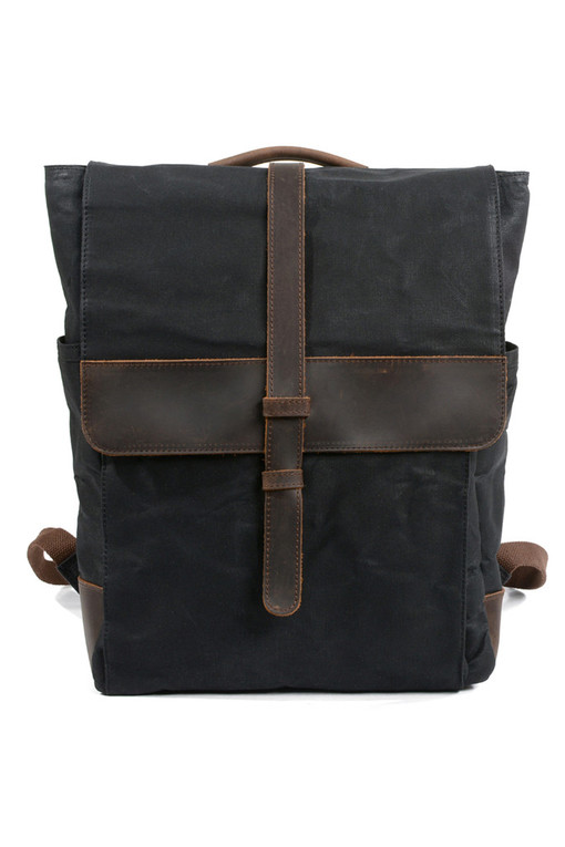 Canvas backpack leather details