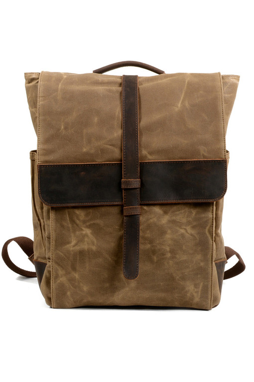 Canvas backpack leather details