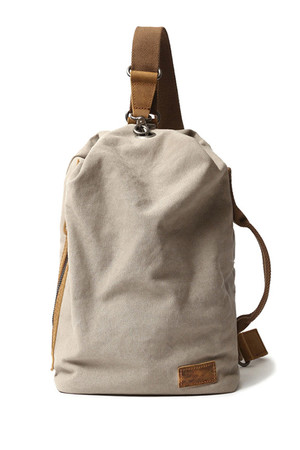 Vintage canvas backpack - bag-shaped design with genuine cowhide details in trendy retro design the main compartment is