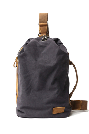 Vintage canvas backpack - bag-shaped design with genuine cowhide details in trendy retro design the main compartment is