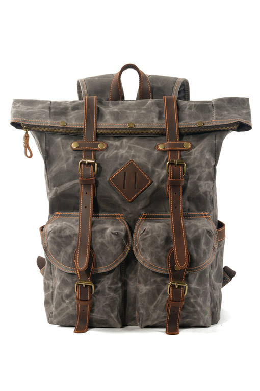 Vintage backpack made of canvas with pockets