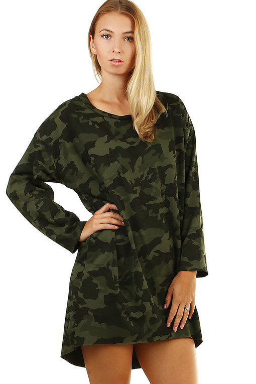 Loose camouflage dress long sleeves
