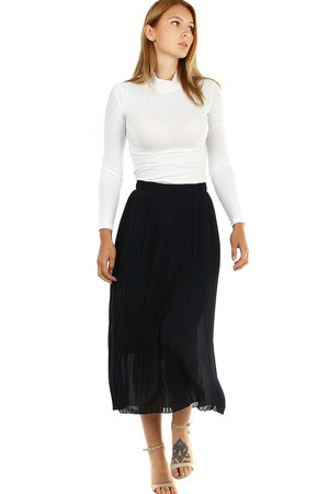 Elegant women's pleated maxi skirt. hide problem areas elastic waist 4 cm double layer skirt contains shorter petticoat