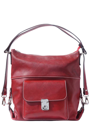 Spacious leather bag with an adjustable strap suitable for work, the city and travel. It can be set to a variant of the bag