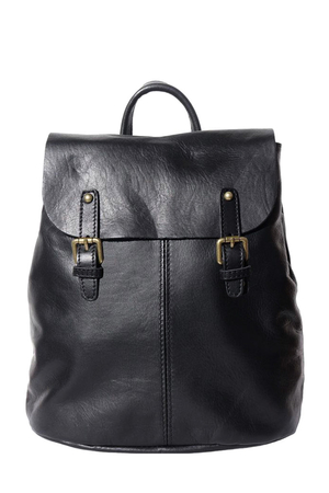 Women's leather monochrome backpack - import Italy. suitable for trips to the city two buckles, the main part has a zipper at