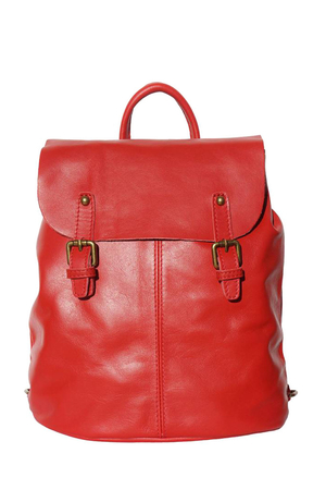 Women's leather monochrome backpack - import Italy. suitable for trips to the city two buckles, the main part has a zipper at