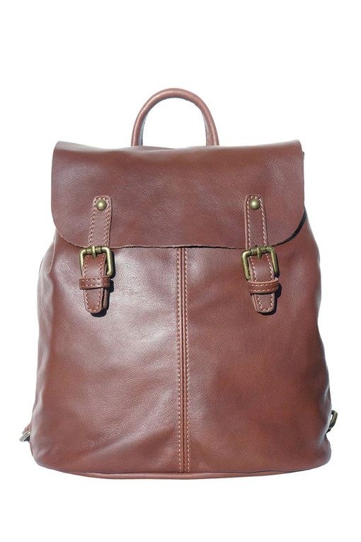 Ladies genuine leather monochrome backpack